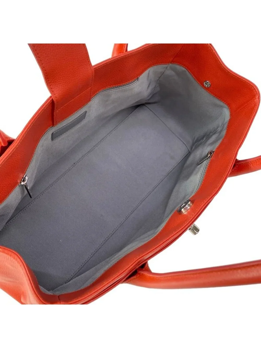 Chanel Tote Executive Line Orange Silver Leather